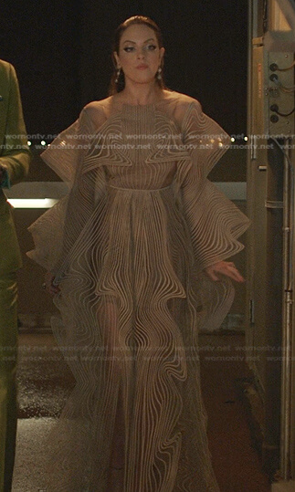 Fallon's swirl ruffle gown on Dynasty