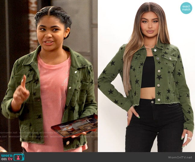 Fashion Nova Stars Are Blind Jacket worn by Millicent (Jaidyn Triplett) on iCarly