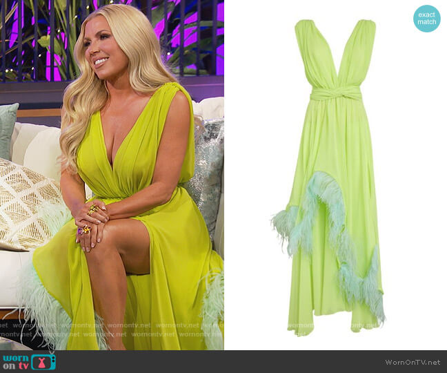 Feather-Trimmed Hutton Dress by Nervi worn by Dr. Jen Armstrong on The Real Housewives of Orange County