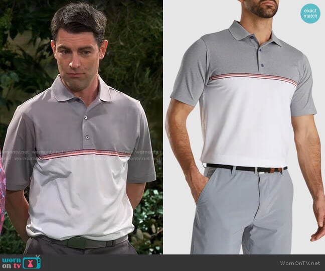 FooJoy Color Block Lisle Polo worn by Dave Johnson (Max Greenfield) on The Neighborhood