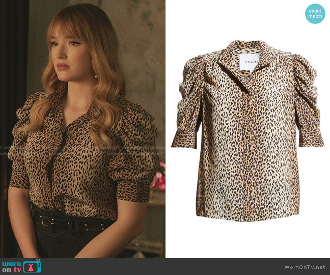 Gillian Puff-Sleeve Top by Frame worn by Kirby Anders (Maddison Brown) on Dynasty