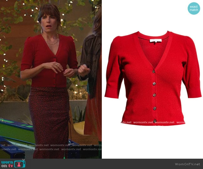  Jocelyn V Neck Cardigan by Frame worn by Marina (Karla Souza) on Home Economics