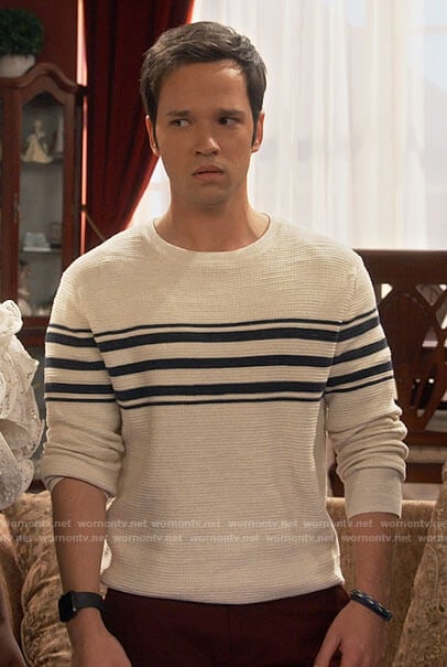 Freddie’s cream striped sweater on iCarly