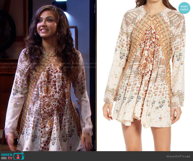 Stevie Printed Long Sleeve Tunic Dress by Free People worn by Ciara Brady (Victoria Konefal) on Days of our Lives