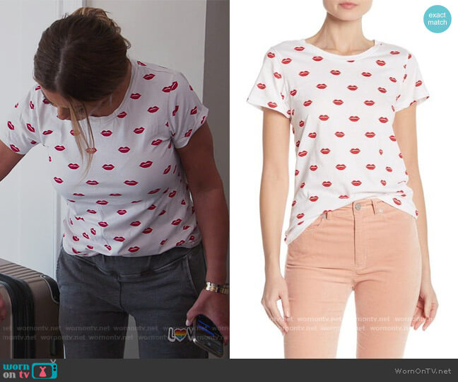 Lip Print Tee by French Connection worn by Dolores Catania on The Real Housewives of New Jersey