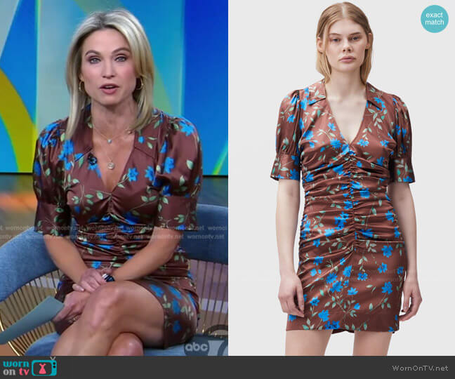 Ruched Mini Dress by Ganni worn by Amy Robach  on Good Morning America