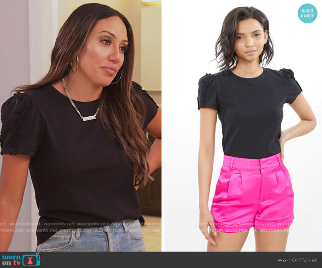 Nina Ruffle T-Shirt by Generation Love worn by Melissa Gorga on The Real Housewives of New Jersey