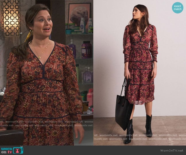 WornOnTV: Jen’s red floral print midi dress on How We Roll | Katie ...