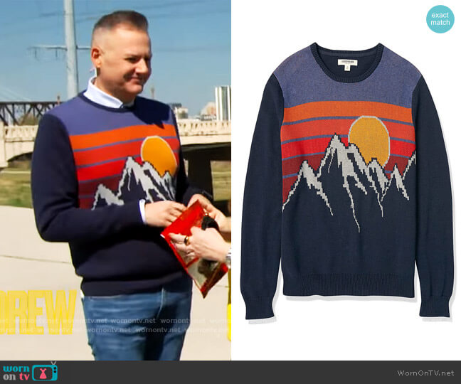 Soft Cotton Crewneck Sweater by Goodthreads worn by Ross Mathews on The Drew Barrymore Show