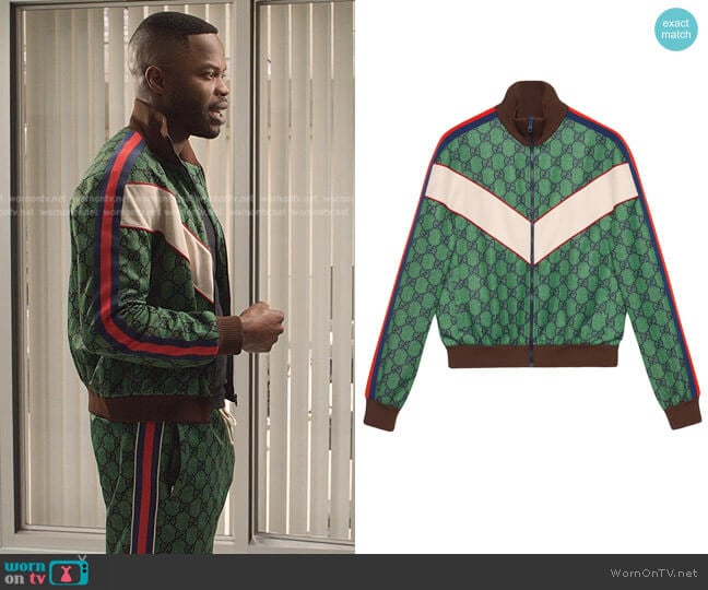 GG Web-Stripe Track Jacket by Gucci worn by Jeff Colby (Sam Adegoke) on Dynasty