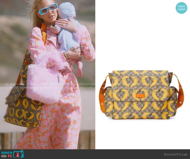 Nina Dzyvulska print diaper bag by Gucci worn by Christine Quinn on Selling Sunset