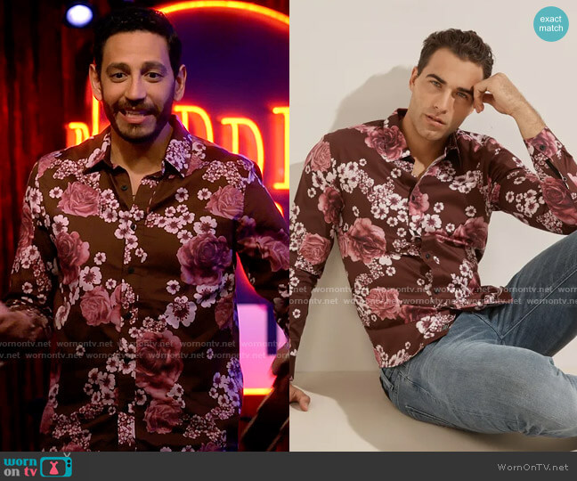 Guess Luxe Knoll Garden Shirt worn by Oscar (Christopher Rivas) on Call Me Kat