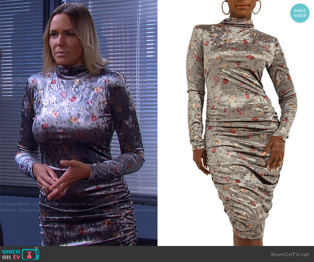 Printed Velour Sheath Dress by Guess worn by Nicole Walker (Arianne Zucker) on Days of our Lives