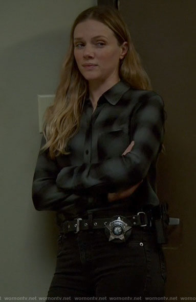 Hailey’s grey plaid shirt on Chicago PD