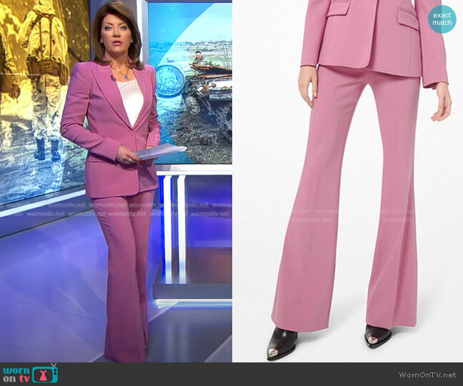 WornOnTV: Norah’s pink blazer and flare pants on CBS Evening News ...