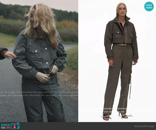 Cropped Bomber Jacket and Pants by Helmut Lang worn by Villanelle (Jodie Comer) on Killing Eve