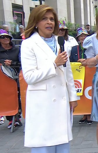 Hoda’s white double breasted coat on Today