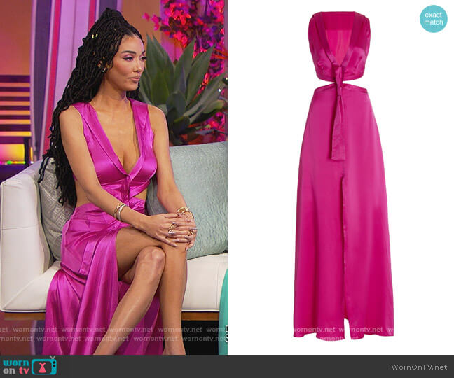 Cut-Out Silk Charmeuse Gown by House of Aama worn by Noella Bergener on The Real Housewives of Orange County