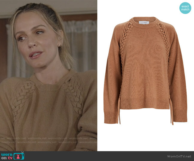 Dominique Braided Cashmere-Wool Sweater by Intermix worn by Laura Baker (Monet Mazur) on All American