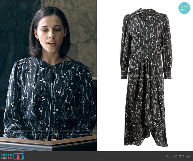 Olivia’s black dotted print dress on Anatomy of a Scandal