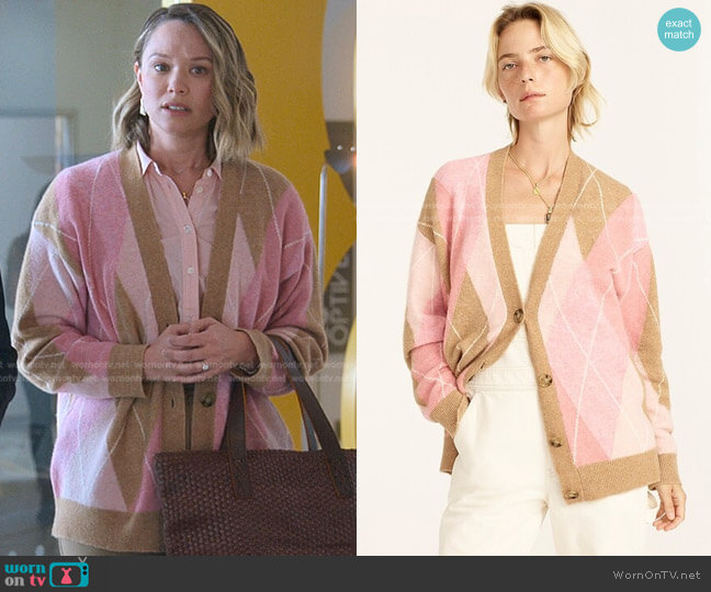 Argyle Cardigan Sweater by J.Crew worn by Shannon Hollander on Good Trouble