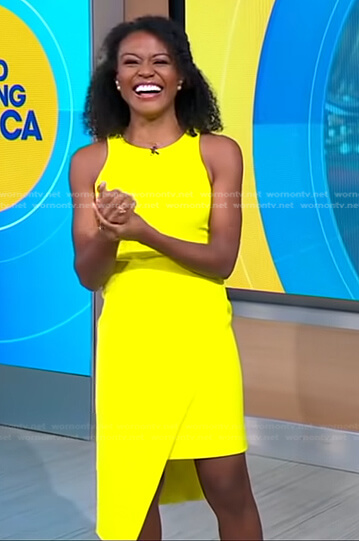 Janai's yellow asymmetric dress on Good Morning America