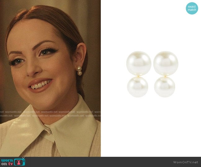 Gretel Pearl Earrings by Jennifer Behr worn by Fallon Carrington (Elizabeth Gillies) on Dynasty