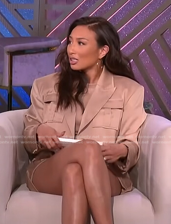 Jeannie's beige cropped blazer and shorts on The Real