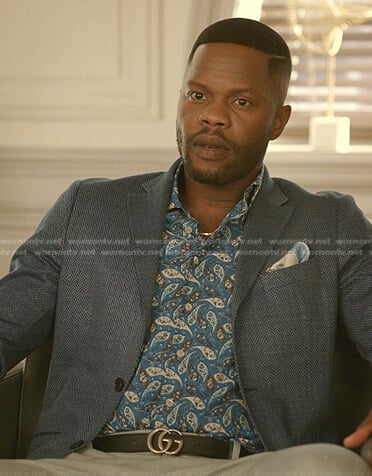 Jeff's blue paisley print shirt on Dynasty