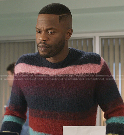 Jeff's multicolor striped sweater on Dynasty