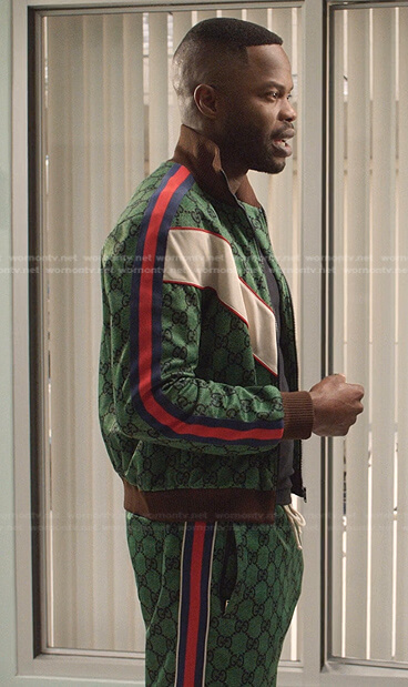 Jeff's green side striped track jacket and pants on Dynasty