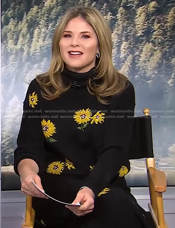 Jenna's black floral turtleneck sweater and skirt on Today