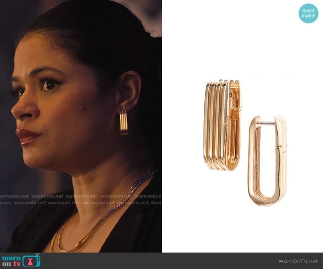 Jenny Bird Rahni Ribbed U-Link Hoop Earrings worn by Mel Vera (Melonie Diaz) on Charmed