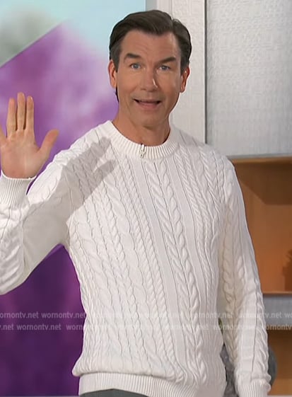 Jerry's white cable knit sweater on The Talk