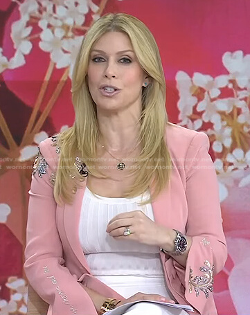 Jill’s pink embellished blazer and white pants on Today