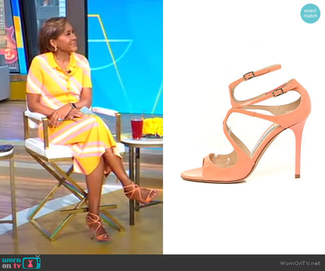 Patent Calfskin Lang Sandals by Jimmy Choo worn by Robin Roberts  on Good Morning America