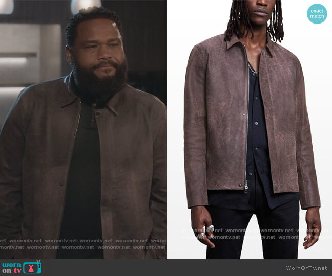 Leather Zip Jacket by John Varvatos worn by Andre Johnson (Anthony Anderson) on Blackish