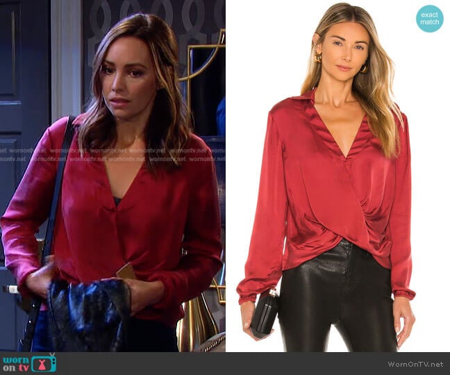 Jackie Blouse by Jonathan Simkhai worn by Gwen Rizczech (Emily O'Brien) on Days of our Lives