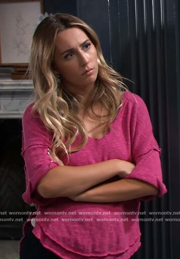 Josslyn’s pink distressed tee on General Hospital