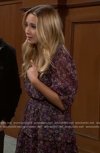 Josslyn purple floral ruffle mini dress on General Hospital