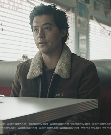 Jughead's brown jacket with shearling collar on Riverdale