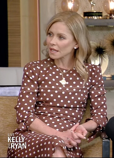 Kelly’s brown polka dot dress on Live with Kelly and Ryan
