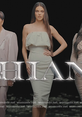 Kendall’s ivory bustier dress on The Kardashians
