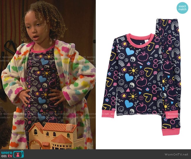 Glow in the Dark Fitted Two-Piece Pajamas by Tucker + Tate worn by Alice Baxter (Mykal-Michelle Harris) on Ravens Home