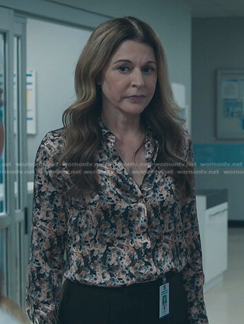 Kit’s abstract print blouse on The Resident