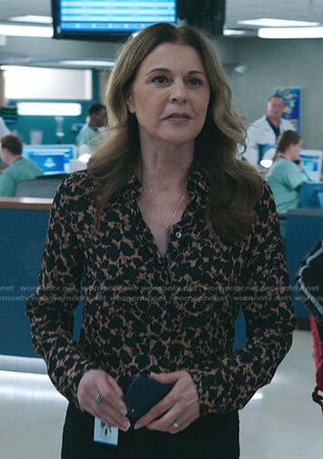 Kit's black and brown floral shirt on The Resident