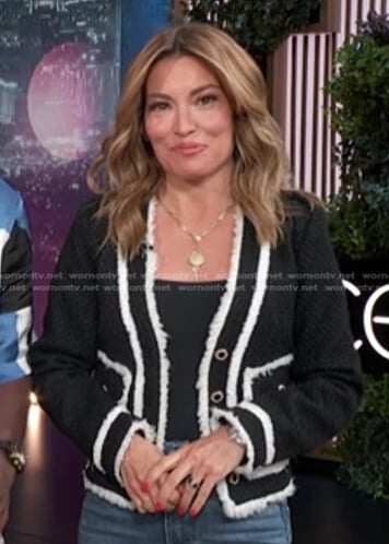 Kit’s black contrast trim jacket on Access Hollywood