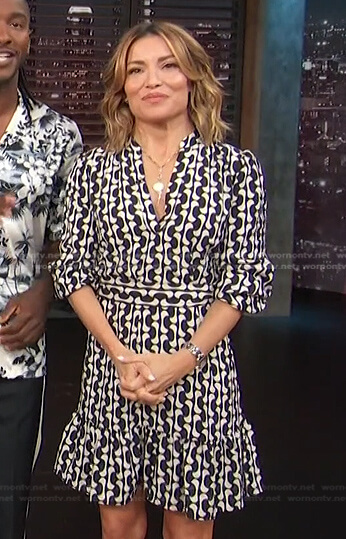 Kit's black and white printed dress on Access Hollywood