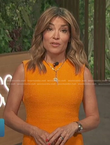 Kit's orange textured sleeveless dress on Access Hollywood