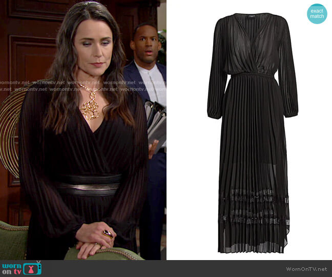 The Kooples Antic Pleated Dress worn by Quinn Fuller (Rena Sofer) on The Bold and the Beautiful